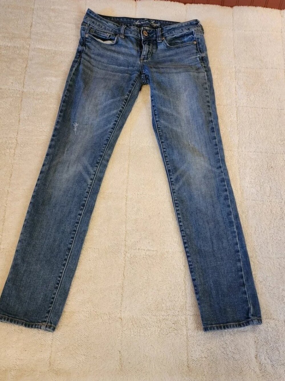 American Eagle Skinny Jeans Womens Size 4 Blue Distressed Stretch Denim 31x32